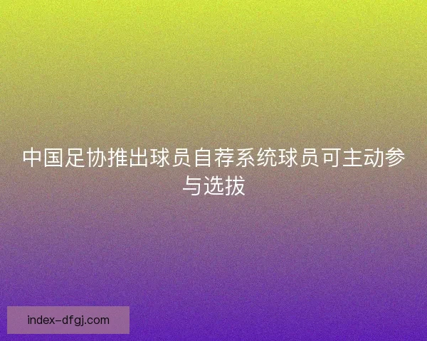 中国足协推出球员自荐系统球员可主动参与选拔