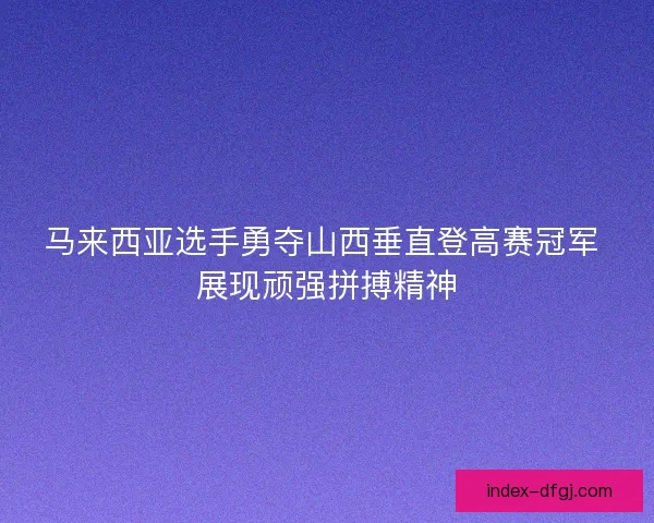 马来西亚选手勇夺山西垂直登高赛冠军 展现顽强拼搏精神