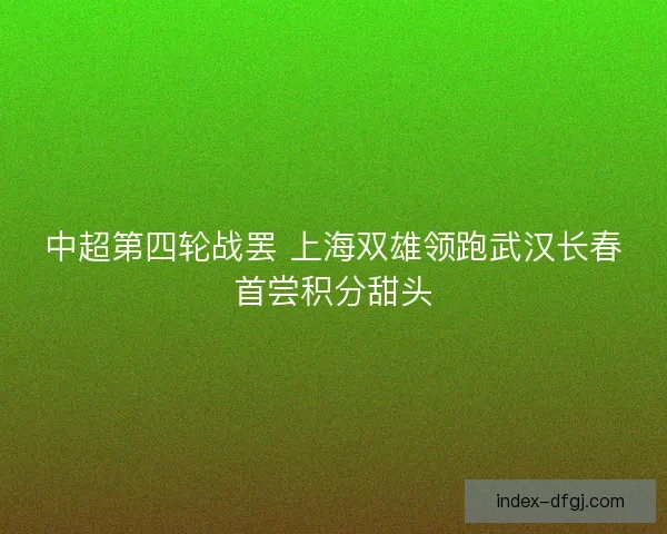中超第四轮战罢 上海双雄领跑武汉长春首尝积分甜头